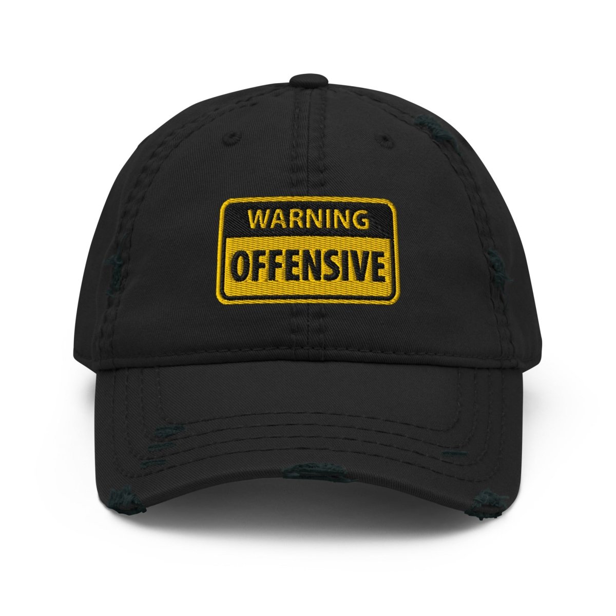 Distressed Dad Hat 'Warning Offensive' - RUDECAPS