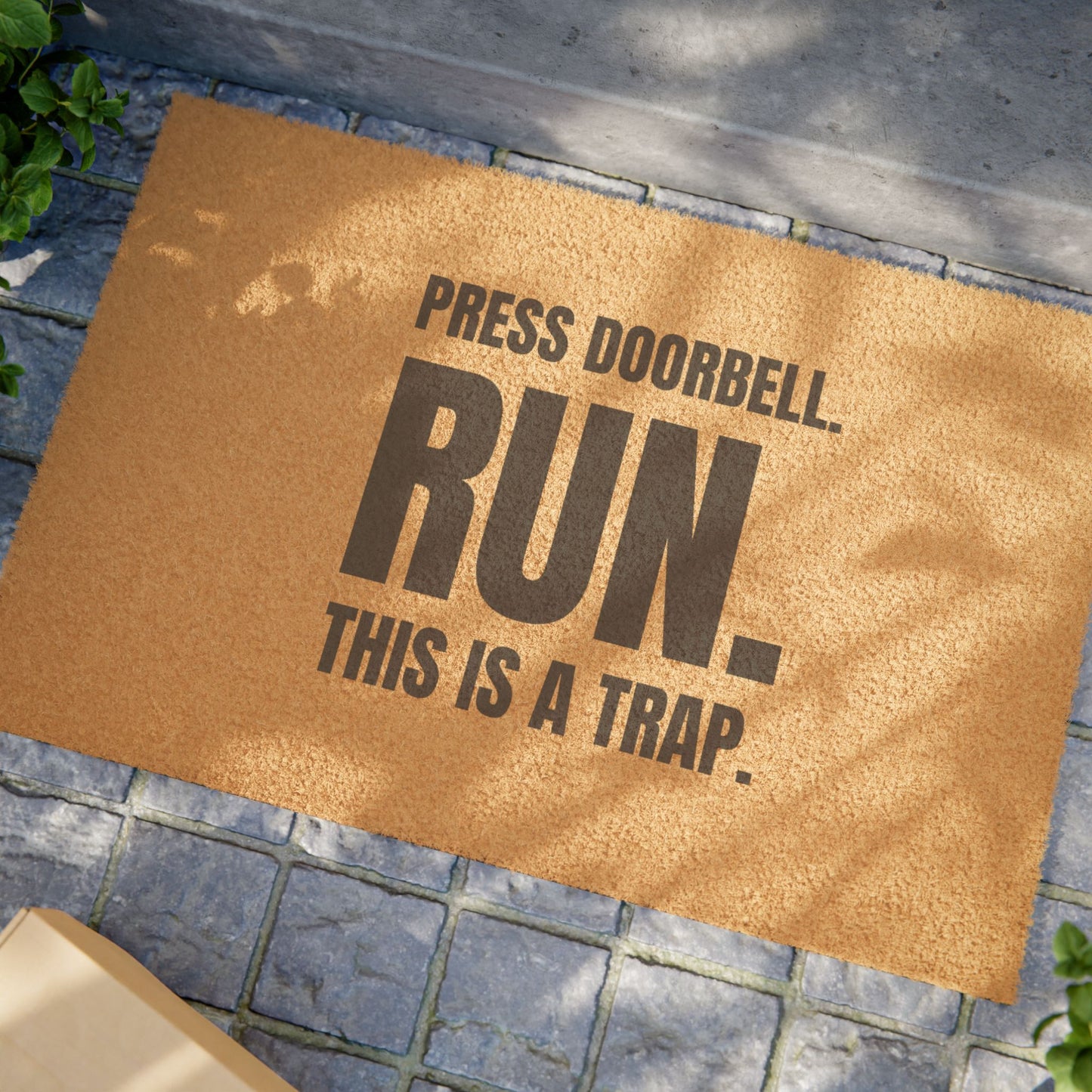 Door Mat 'Press Doorbell. Run. This Is A Trap.'