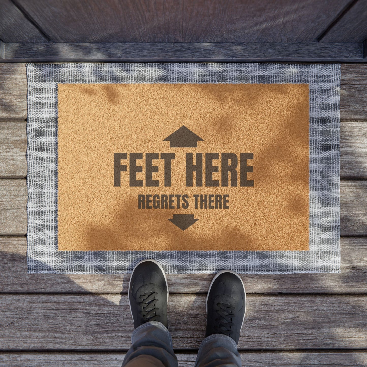 Door Mat 'Feet Here, Regrets There'