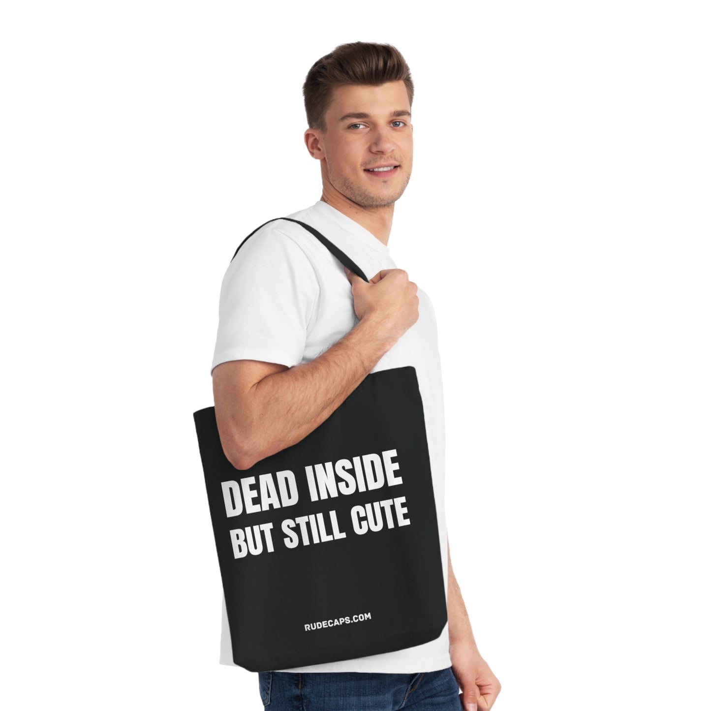 Woven Tote Bag 'Dead Inside But Still Cute'