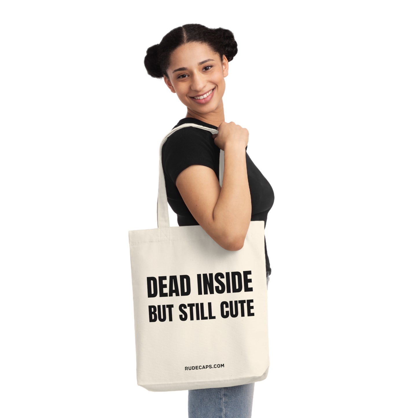 Woven Tote Bag 'Dead Inside But Still Cute'