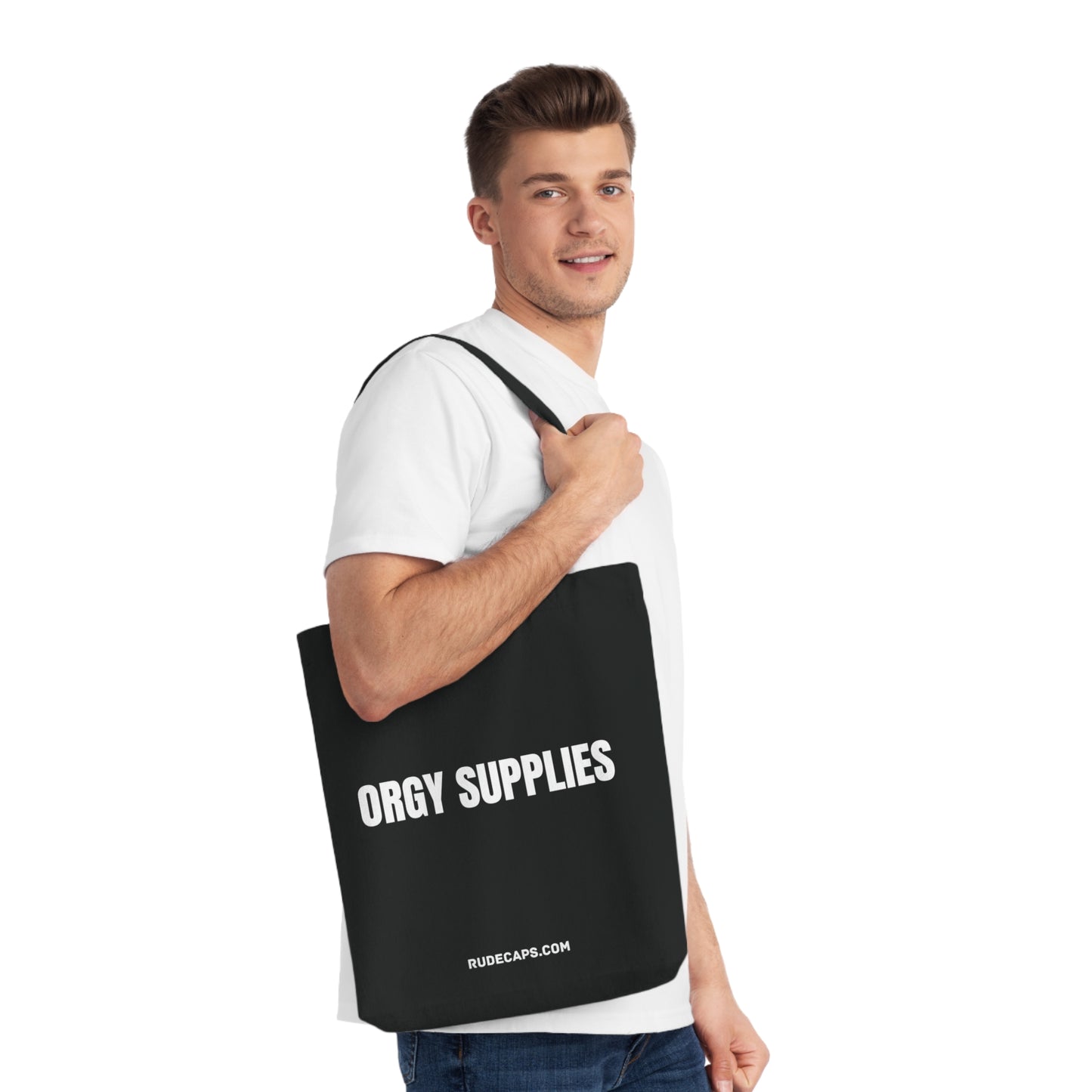 Woven Tote Bag 'Orgy Supplies'