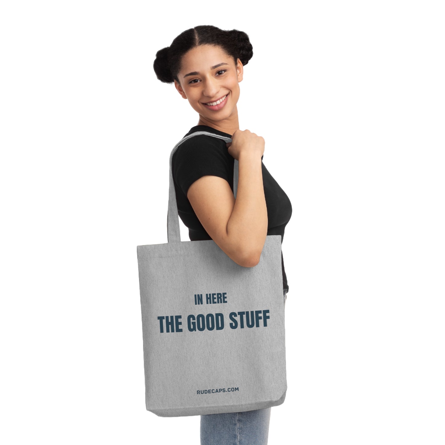 Woven Tote Bag 'In Here - The Good Stuff'