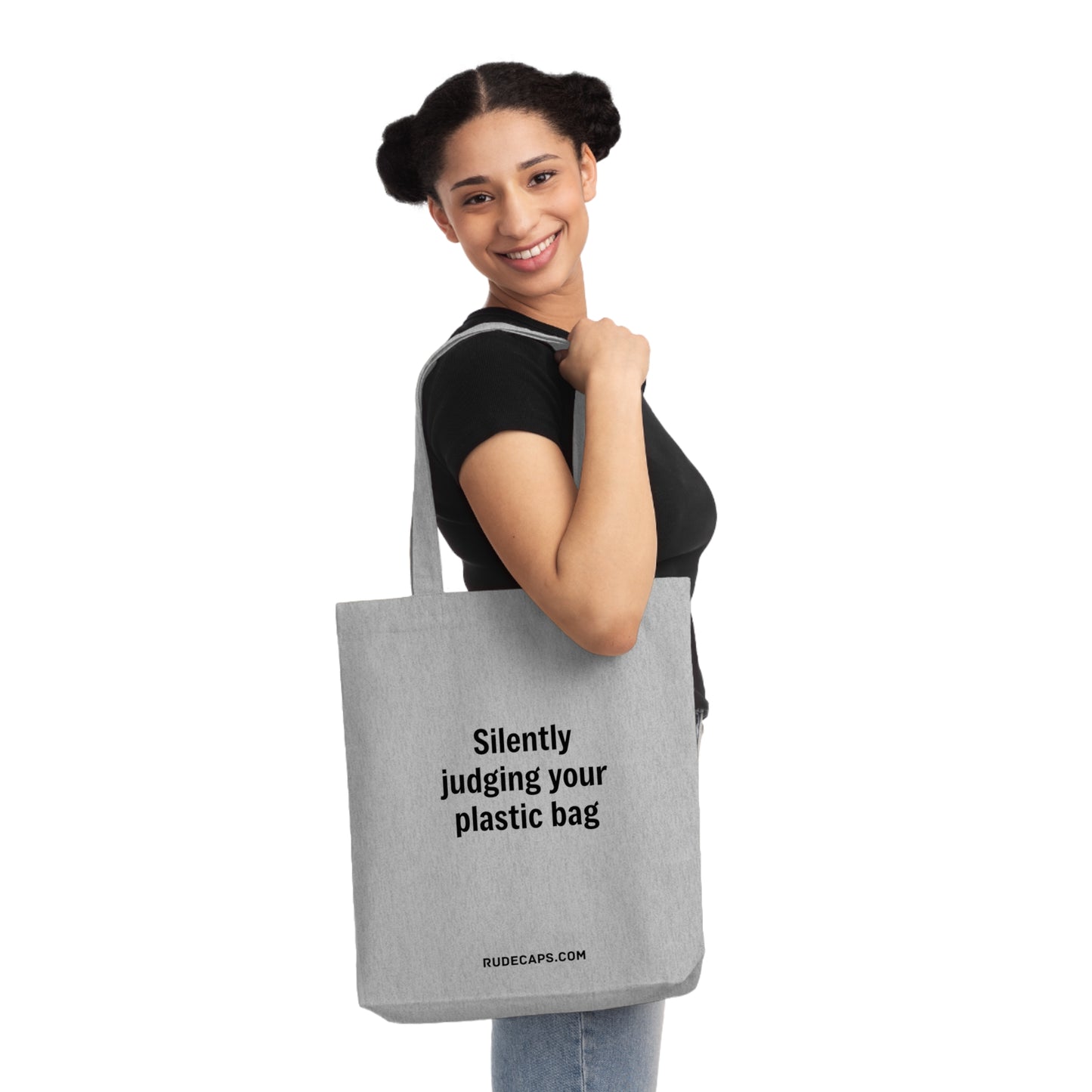 Woven Tote Bag 'Silently Judging Your Plastic Bag'