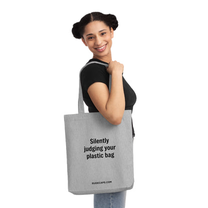 Woven Tote Bag 'Silently Judging Your Plastic Bag'
