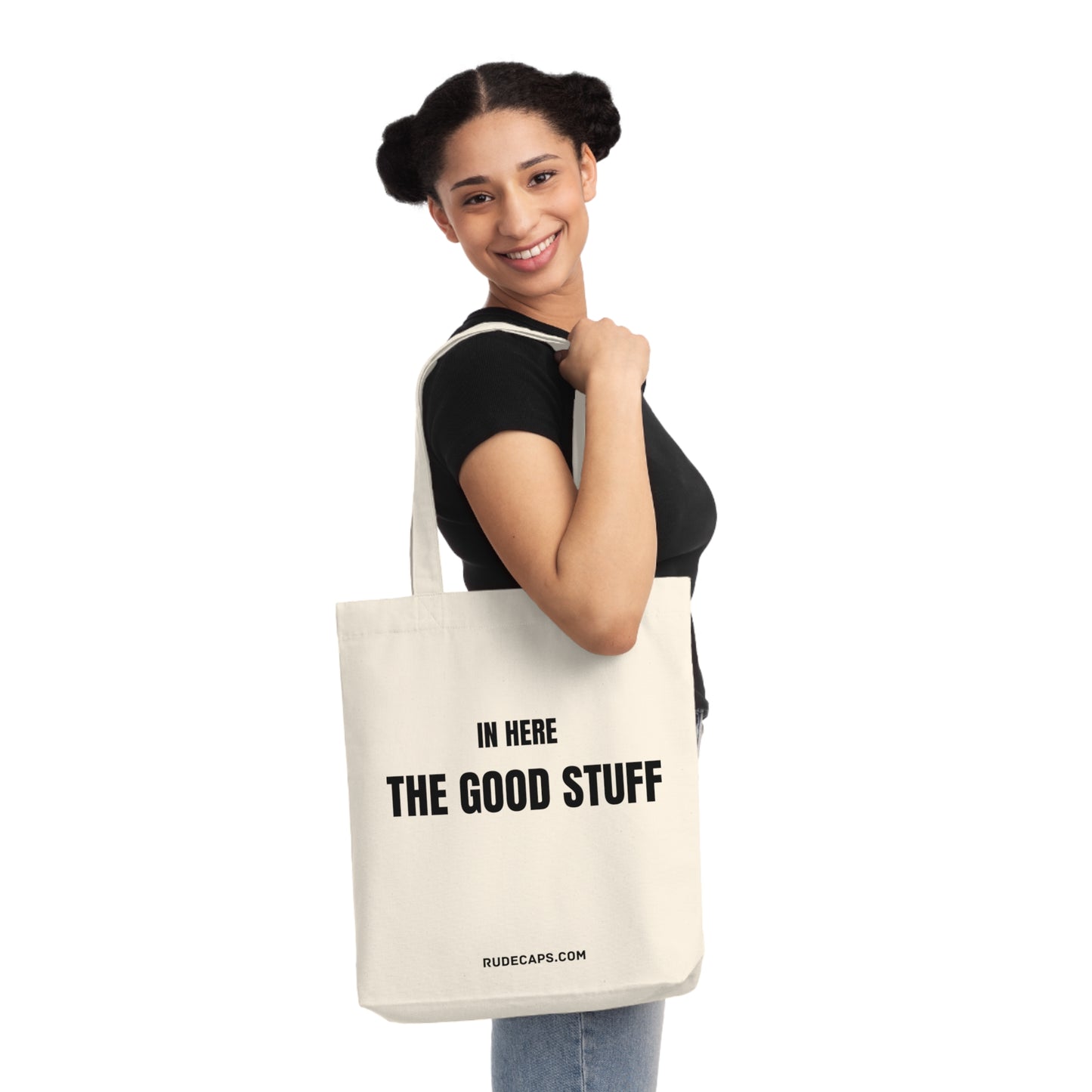 Woven Tote Bag 'In Here - The Good Stuff'