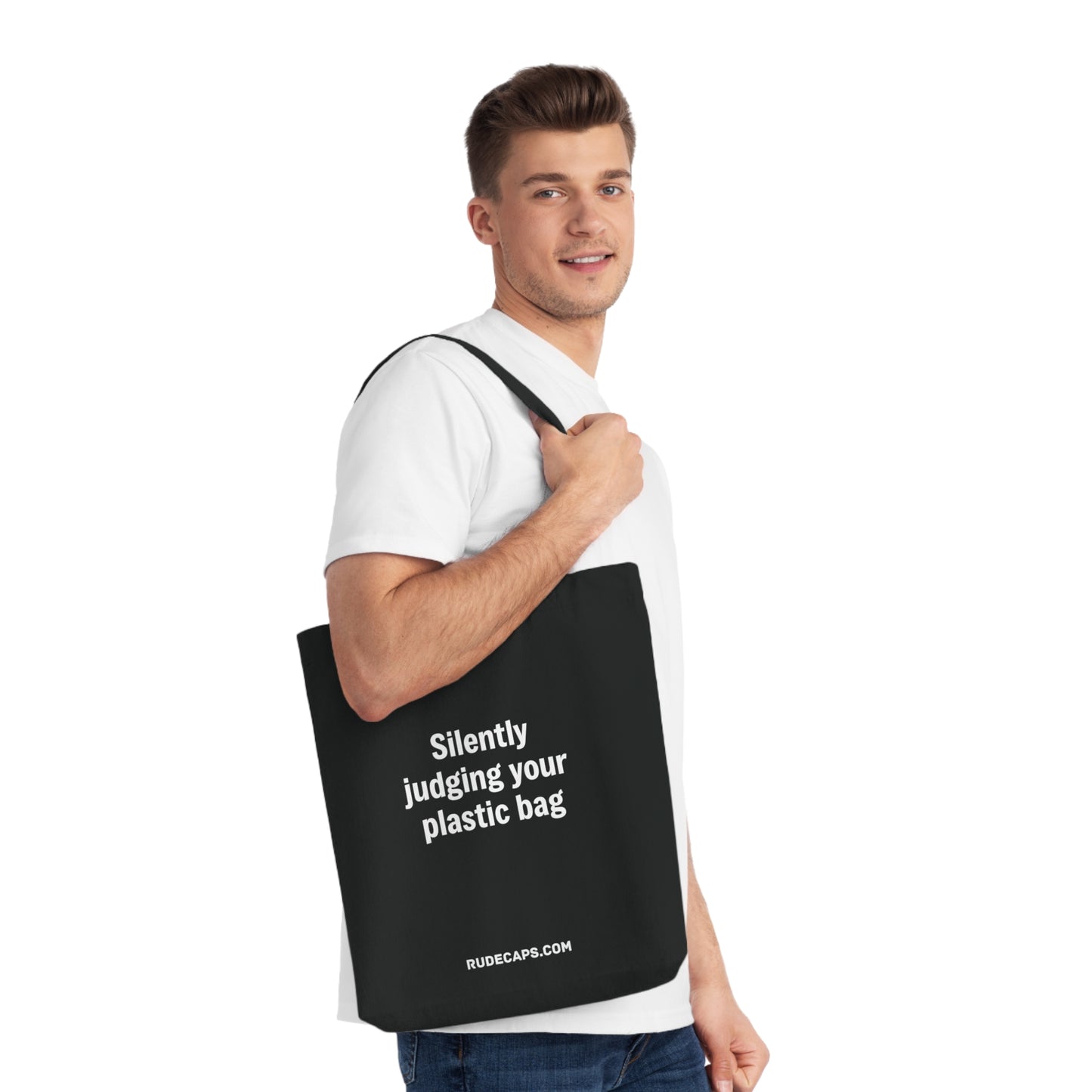 Woven Tote Bag 'Silently Judging Your Plastic Bag'