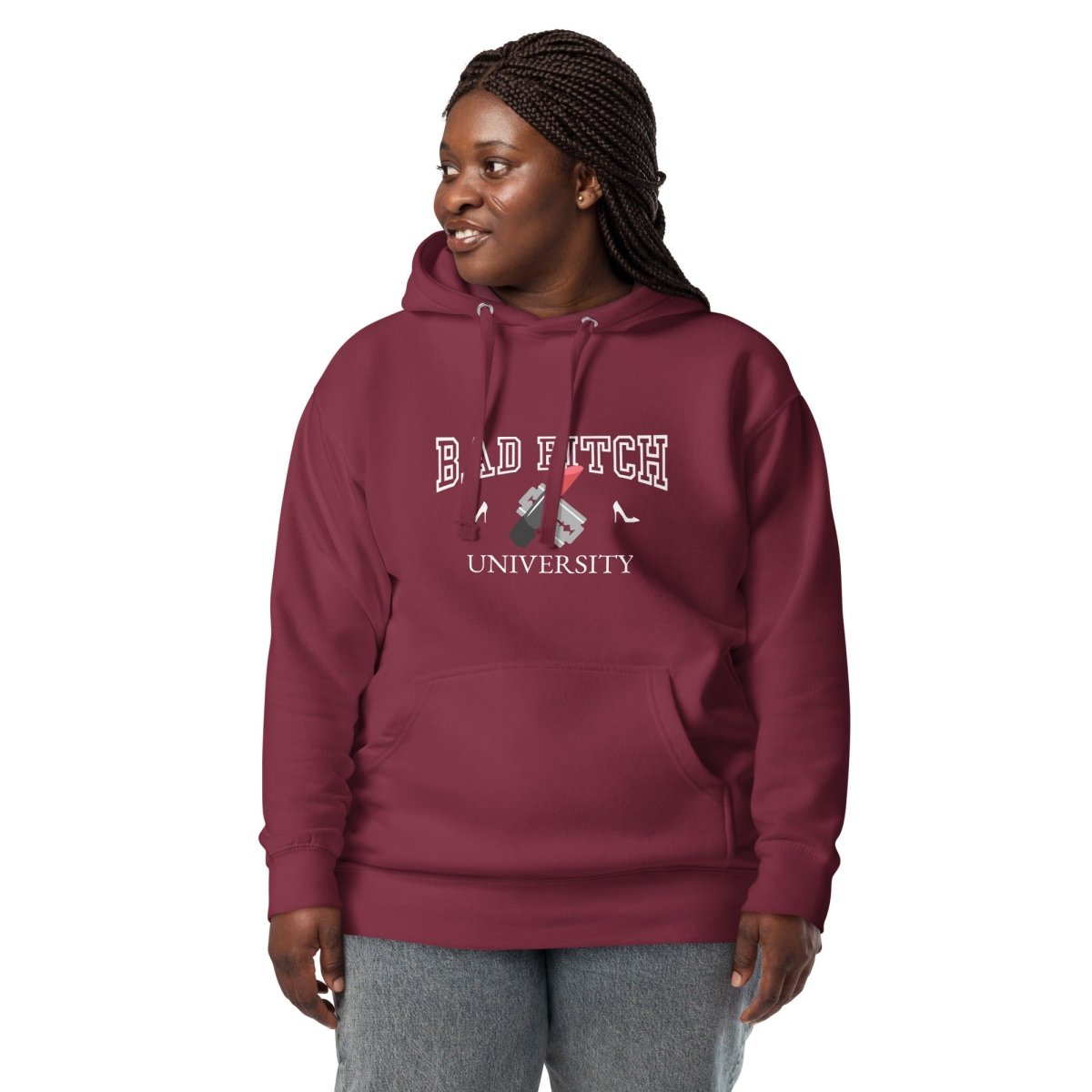 Ladies Hoodie 'Bad Bitch University' - RUDECAPS