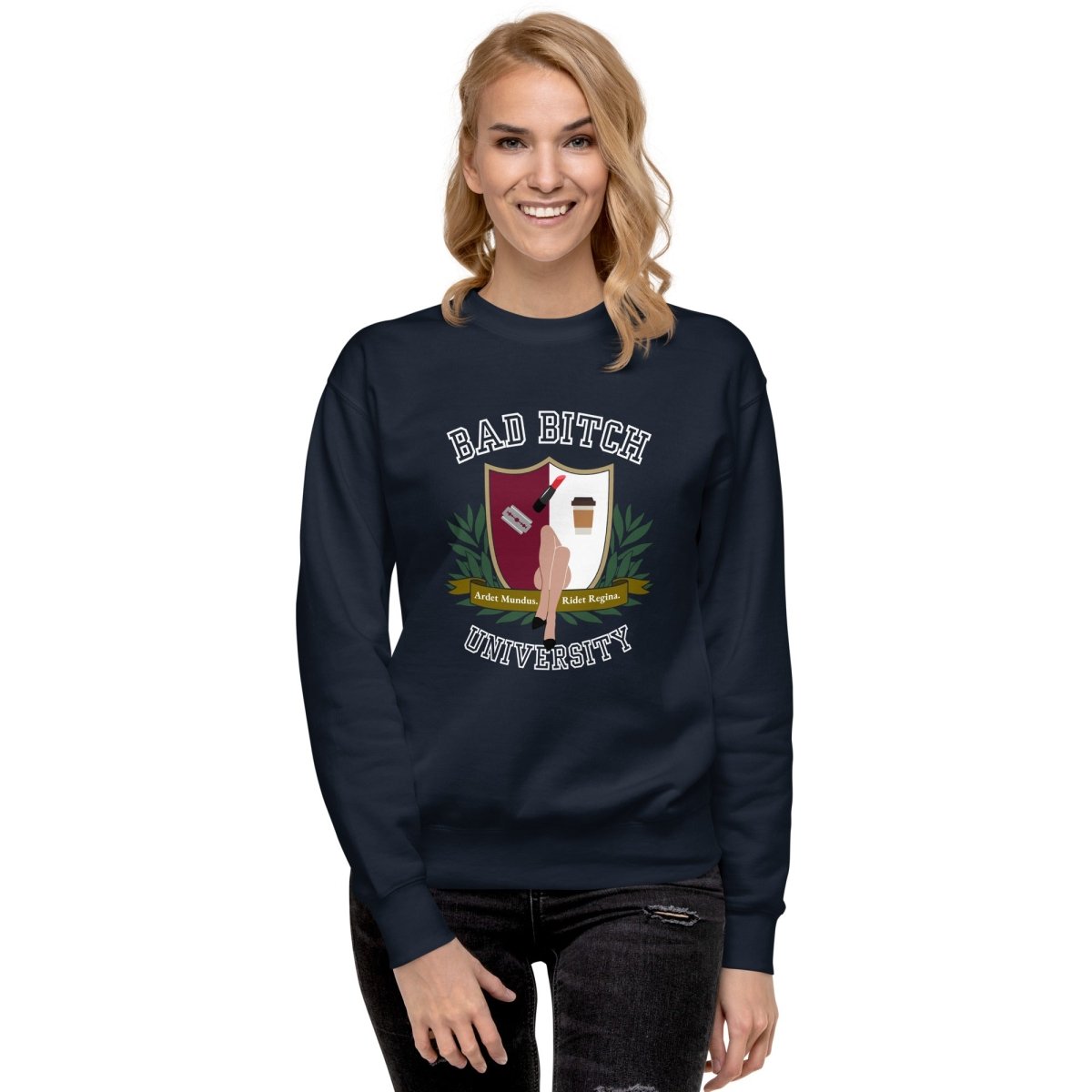 Ladies Premium Sweatshirt 'Bad Bitch University' - RUDECAPS